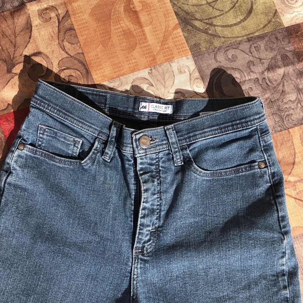 Classic Fit Lee Straight Leg Dark Blue Jeans Sz 8P - Picture 2 of 8